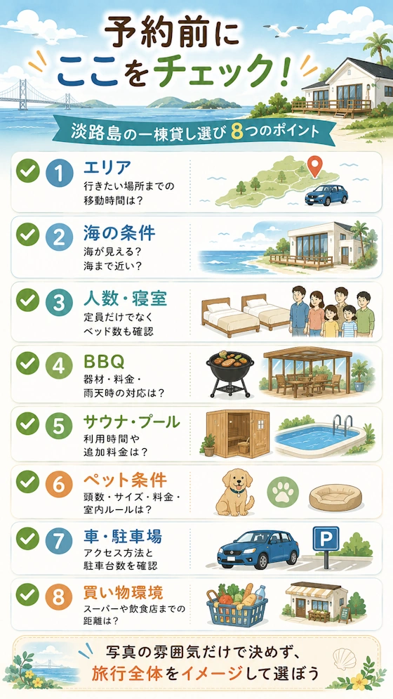 淡路島の一棟貸し・予約前チェックリスト