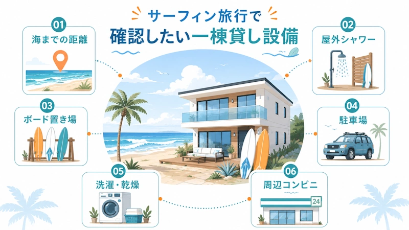 サーフィン旅行で確認したい設備