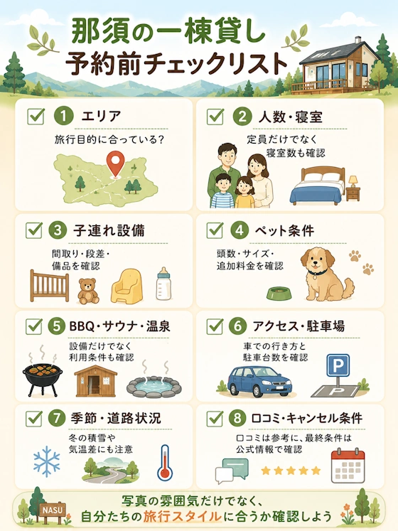 那須の一棟貸し・予約前チェックリスト