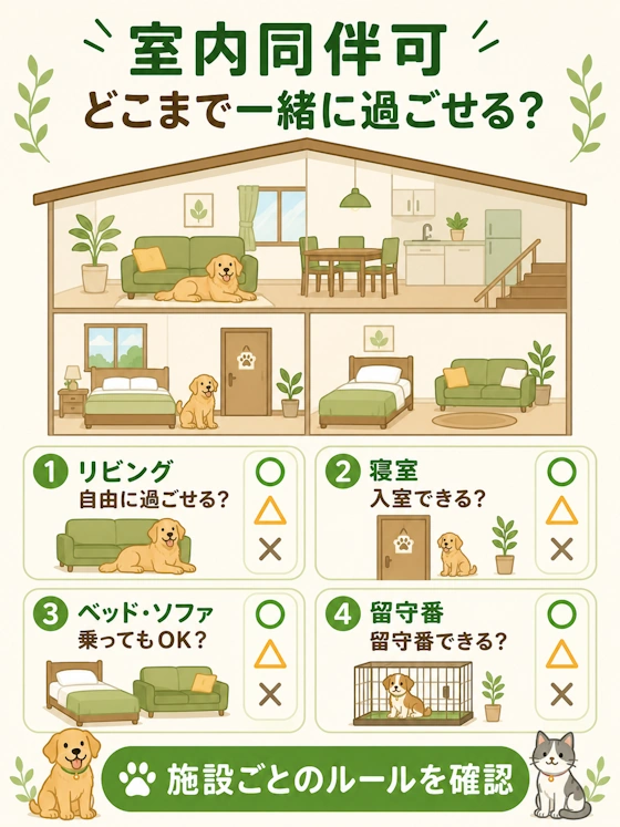 「室内同伴可」と実際に入れる場所の違い