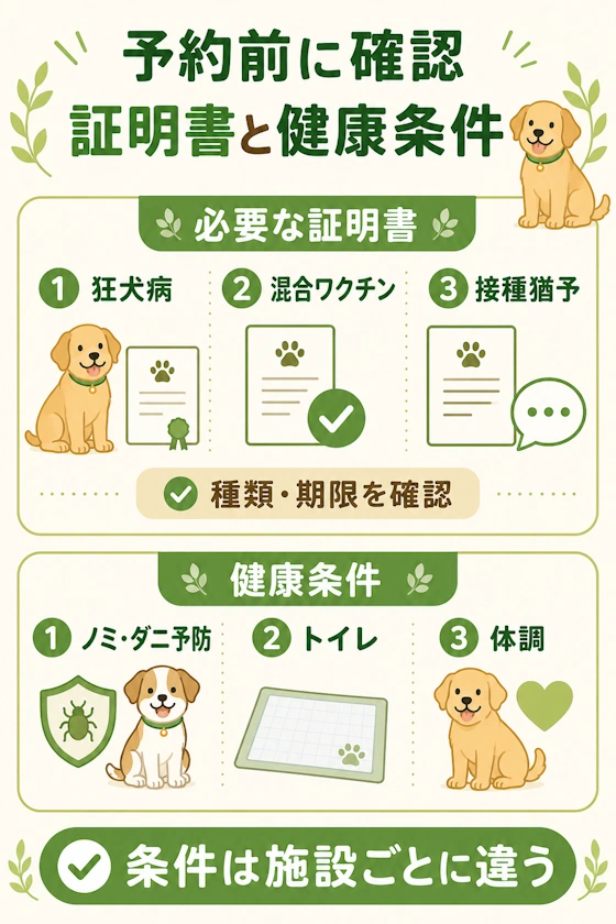 予約前に確認したい証明書と健康条件