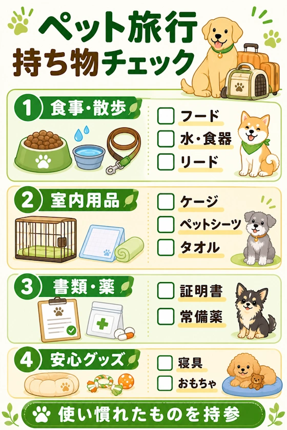 ペット旅行の持ち物チェックリスト