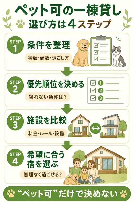 希望条件を整理して施設を比較する流れ
