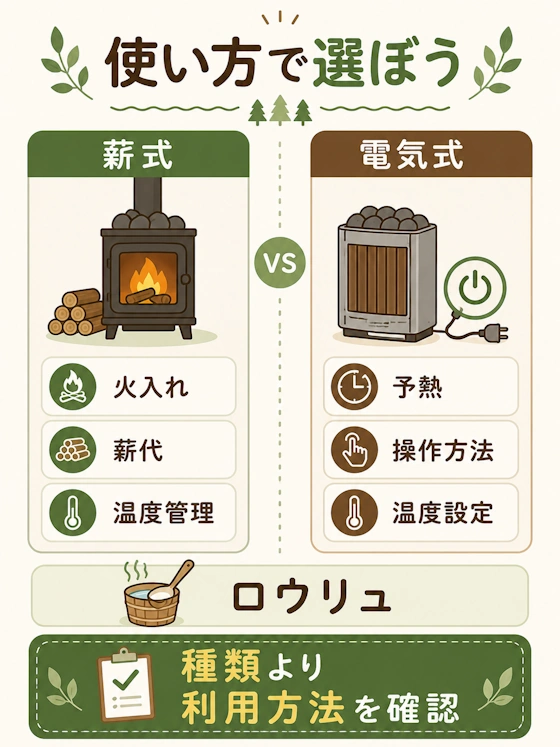薪式サウナと電気式サウナの確認ポイント